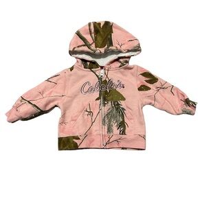 Cabelas pink camo hoodie, 3-6 months